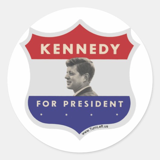 JOHN F KENNEDY RONDE STICKER (Voorkant)