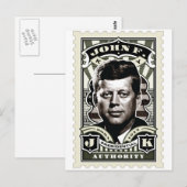 John F. Kennedy  Stamp Art Briefkaart (Voorkant / Achterkant)