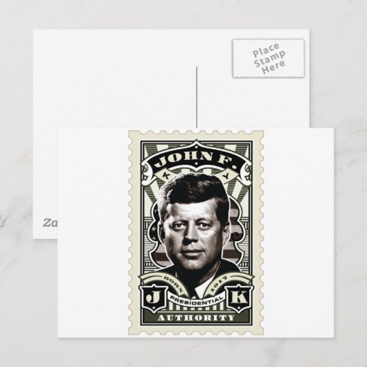 John F. Kennedy  Stamp Art Briefkaart (Voorkant / Achterkant)