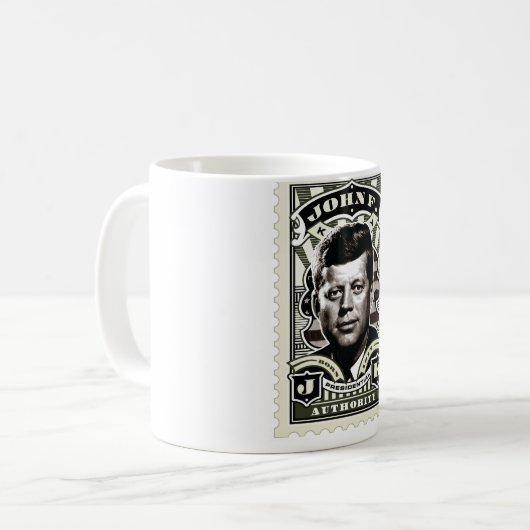 John F. Kennedy  Stamp Art Koffiemok (Voorkant links)