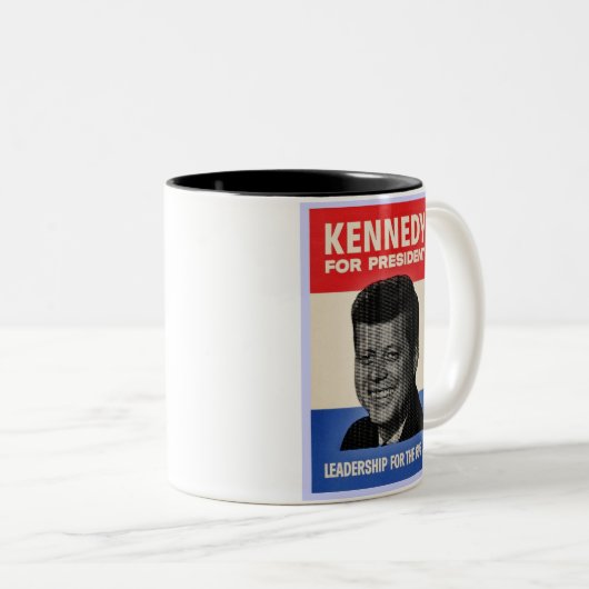 John F Kennedy Tweekleurige Koffiemok (Voorkant rechts)