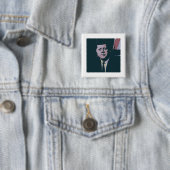John F. Kennedy Vierkante Button 5,1 Cm (In situ)
