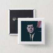 John F. Kennedy Vierkante Button 5,1 Cm (Voorkant /achterkant)
