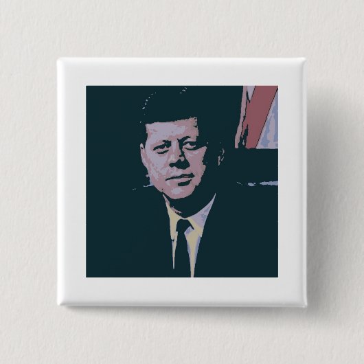 John F. Kennedy Vierkante Button 5,1 Cm (Voorkant)