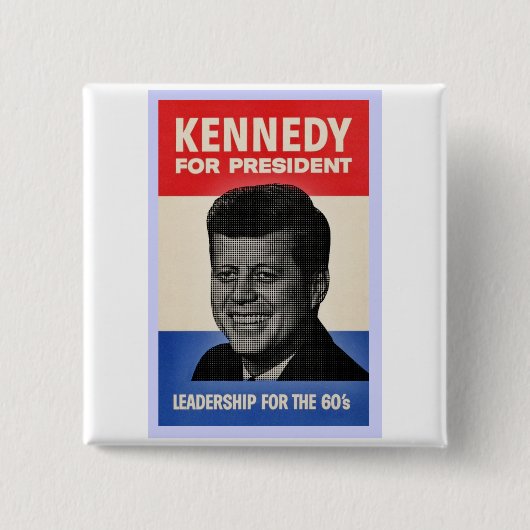 John F Kennedy Vierkante Button 5,1 Cm (Voorkant)