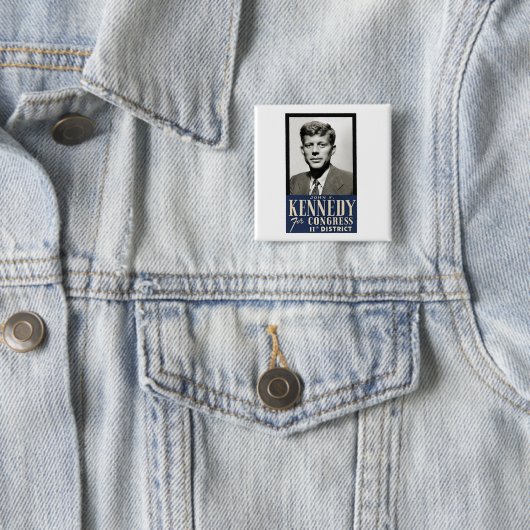 John F. Kennedy voor het Congres Vierkante Button 5,1 Cm (In situ)