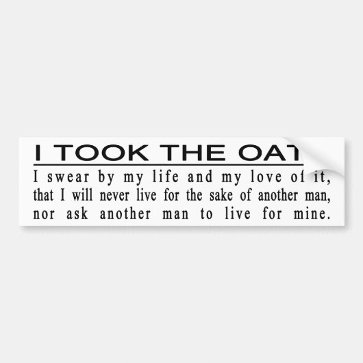 John Galt Oath bumper sticker (Voorkant)