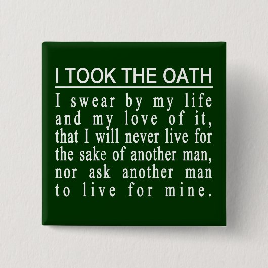 John Galt Oath-knoppen Vierkante Button 5,1 Cm (Voorkant)
