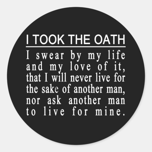John Galt Oath-stickers Ronde Sticker (Voorkant)