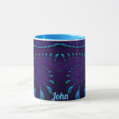 JOHN ~ GLANZEND 3D Zany Blue Fractal ~ Mok (Midden)