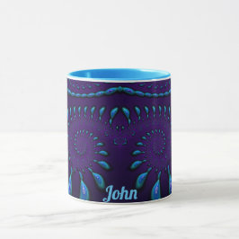 JOHN ~ GLANZEND 3D Zany Blue Fractal ~ Mok