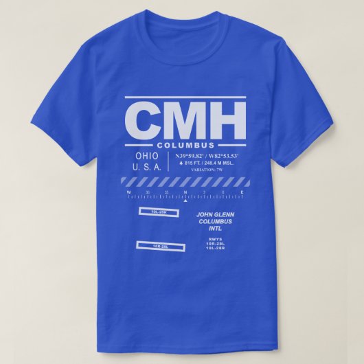 John Glenn Columbus Intl Airport CMH T-shirt (Design voorkant)