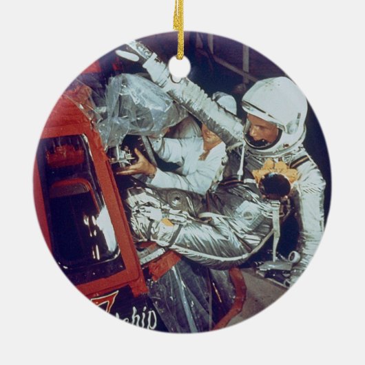 John Glenn & Firendship 7 - Zie beide kanten Keramisch Ornament (Achterkant)