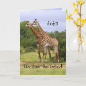 John "Go Wild" Happy Birthday Giraffe Card Kaart (Gele Bloem)