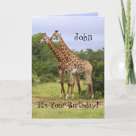 John "Go Wild" Happy Birthday Giraffe Card Kaart