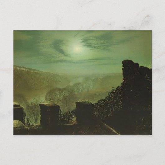 John Grimshaw - Volledige maan achter Cirrus Cloud Briefkaart (Voorkant)