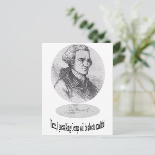 John Hancock, Signature and Quote Briefkaart (Staand voorkant)