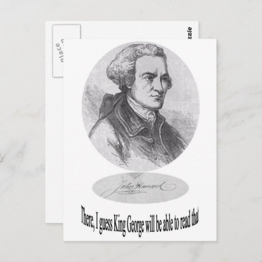 John Hancock, Signature and Quote Briefkaart (Voorkant / Achterkant)