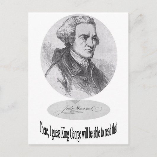 John Hancock, Signature and Quote Briefkaart (Voorkant)