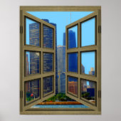 John Hancock Skyline 6 Pane Open Window Poster (Voorkant)