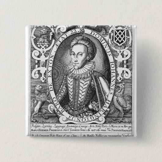 John Harington, 2e Baron Harington van Exton Vierkante Button 5,1 Cm (Voorkant)