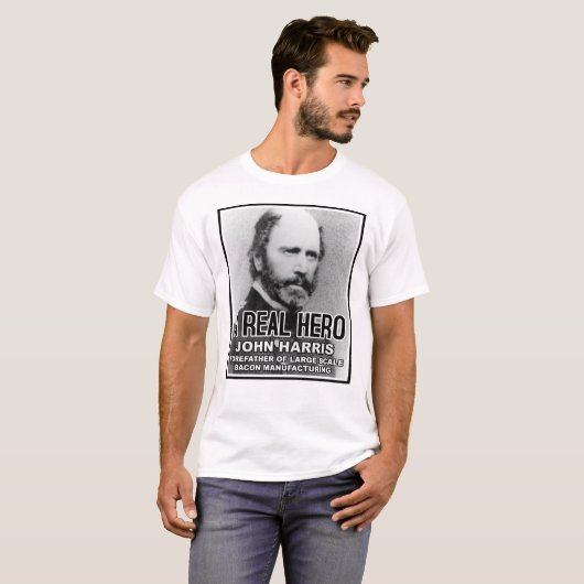 John Harris Bacon Held Grappige Tshirt (Voorkant volledig)