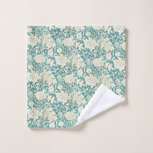  John Henry Dearle Aqua bloemenmotief Bad Handdoek (Wasdoekje)