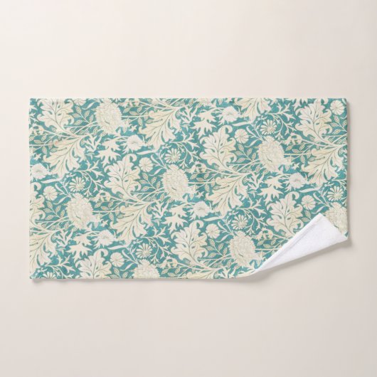  John Henry Dearle Aqua bloemenmotief Bad Handdoek (Handdoek)