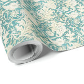  John Henry Dearle Aqua bloemenmotief Cadeaupapier (Rol Hoek)