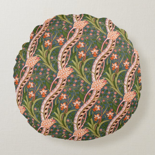 John Henry Dearle Daffodil Chintz Original Rond Kussen (Voorkant)