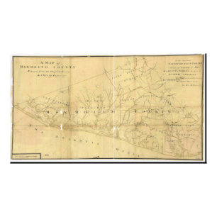 John Hills Map of Monmouth County New Jersey 1781 Foto Afdruk