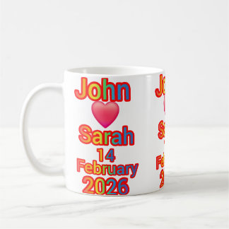 John houdt van Sarah. Valentijnsdag cadeau Koffiemok