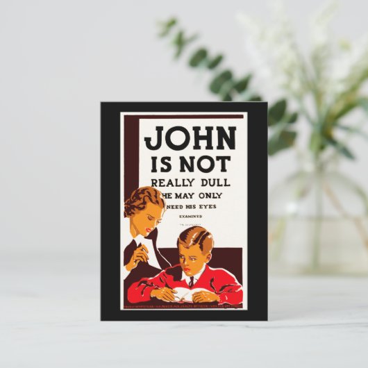 John is niet echt saai briefkaart (Staand voorkant)