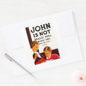 John is niet echt saai vierkante sticker (Envelop)