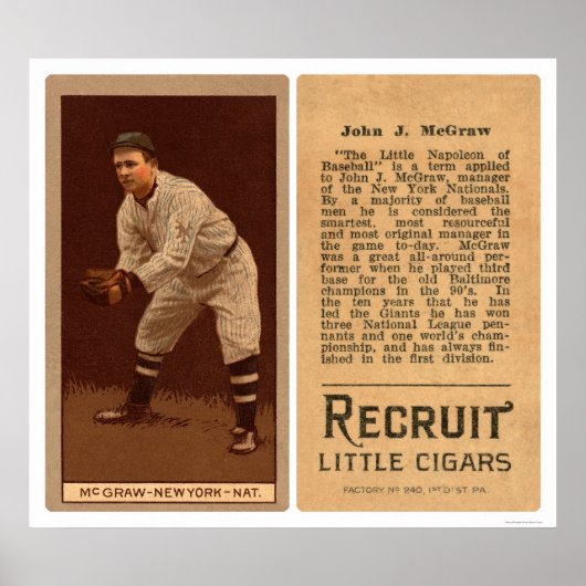 John J McGraw Giants Baseball 1911 Poster (Voorkant)