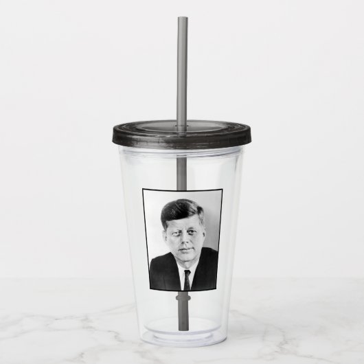 John Jack Kennedy President Witte Huis Acryl Drinkbeker (Voorkant)