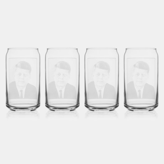 John Jack Kennedy President Witte Huis Blikvorm Glas (Achterkant)