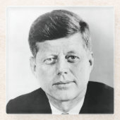 John Jack Kennedy President Witte Huis Glazen Onderzetter (Voorkant)