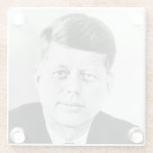 John Jack Kennedy President Witte Huis Glazen Onderzetter (Achterkant)