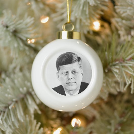 John Jack Kennedy President Witte Huis Keramische Bal Ornament (Boom)
