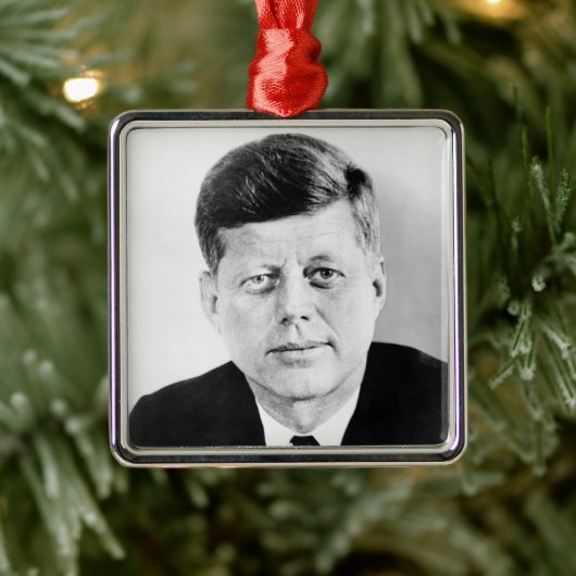 John Jack Kennedy President Witte Huis Metalen Ornament (Boom)