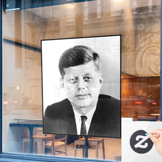 John Jack Kennedy President Witte Huis Raamsticker (Cafe Raam)