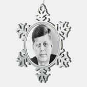 John Jack Kennedy President Witte Huis Tin Sneeuwvlok Ornament (Rechts)