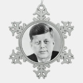 John Jack Kennedy President Witte Huis Tin Sneeuwvlok Ornament (Voorkant)