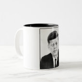 John Jack Kennedy President Witte Huis Tweekleurige Koffiemok (Voorkant links)
