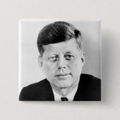 John Jack Kennedy President Witte Huis Vierkante Button 5,1 Cm (Voorkant)