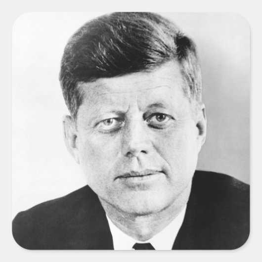 John Jack Kennedy President Witte Huis Vierkante Sticker (Voorkant)