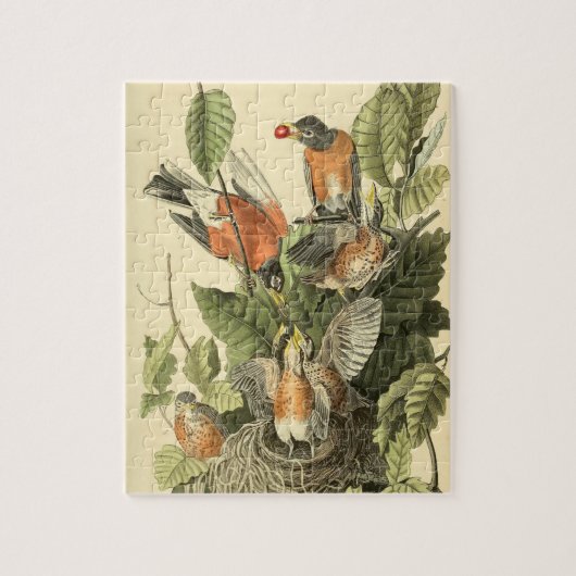 John James Audubon American Robin Painting Gift Legpuzzel (Verticaal)