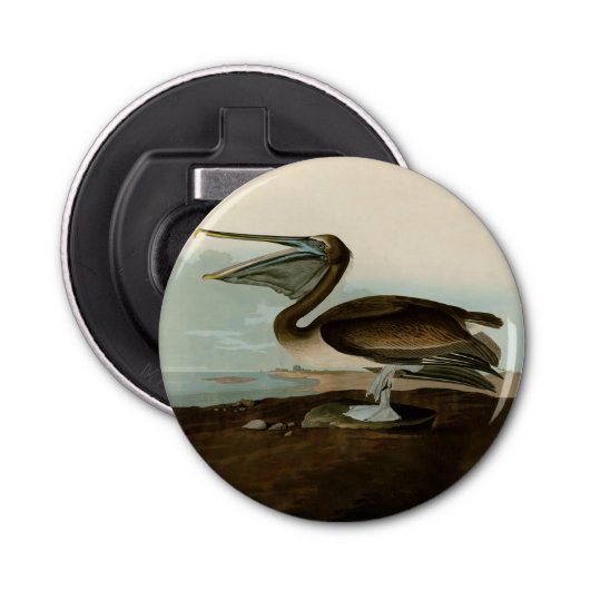John James Audubon Brown Pelican Artwork schildere Button Flesopener (Voorkant)