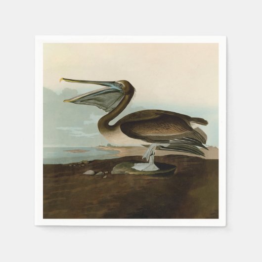 John James Audubon Brown Pelican Artwork schildere Servet (Voorkant)
